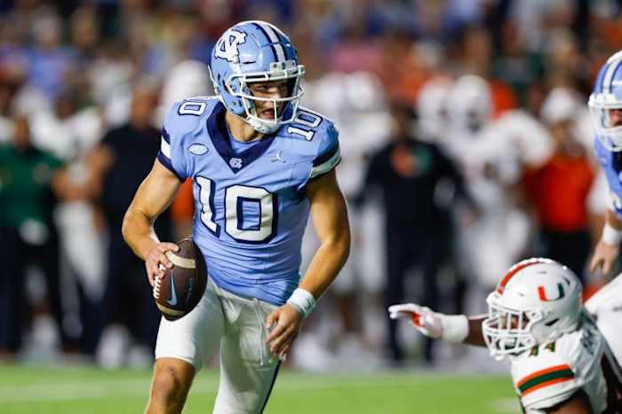 North Carolina quarterback Drake Maye